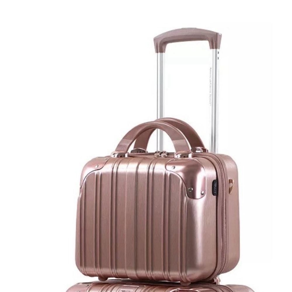 American Green Travel Melrose Carry-on Vanity Cosmetic Hard Case Rose Gold Pink